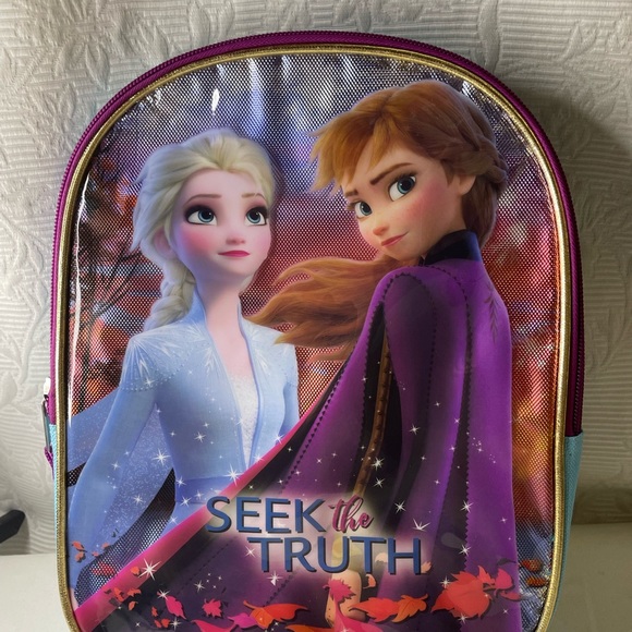 NEW WITH TAG Bioworld Disney Frozen Elsa and Anna "Seek the Truth" Mini Backpack - Picture 1 of 9